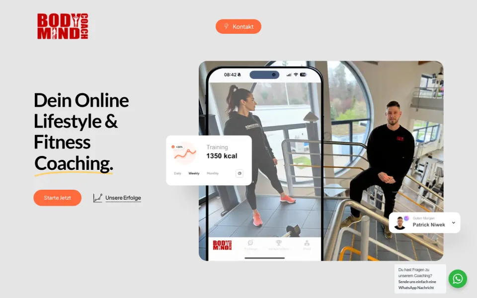 Website body-mind-coach.de, Desktop-Ansicht