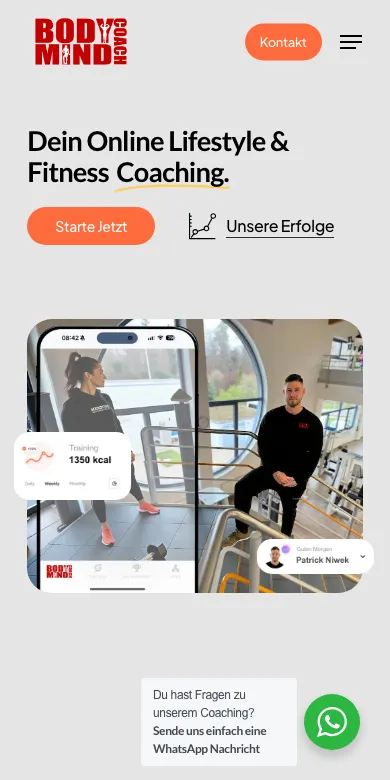 Website body-mind-coach.de, Smartphone-Ansicht