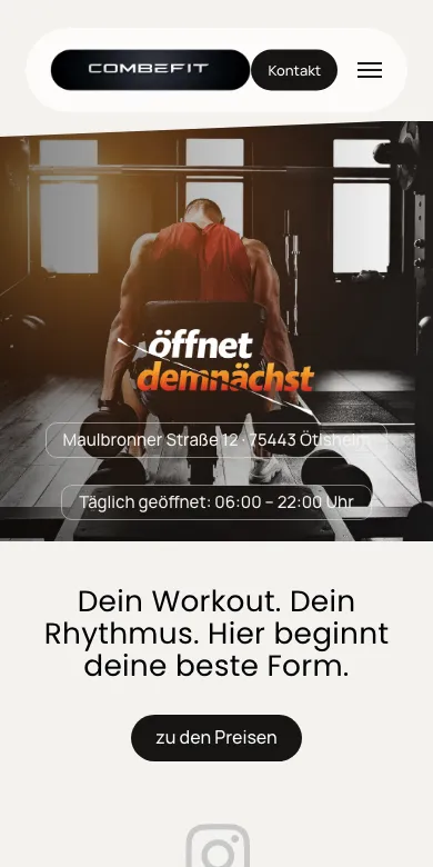Website combefit.de, Smartphone-Ansicht