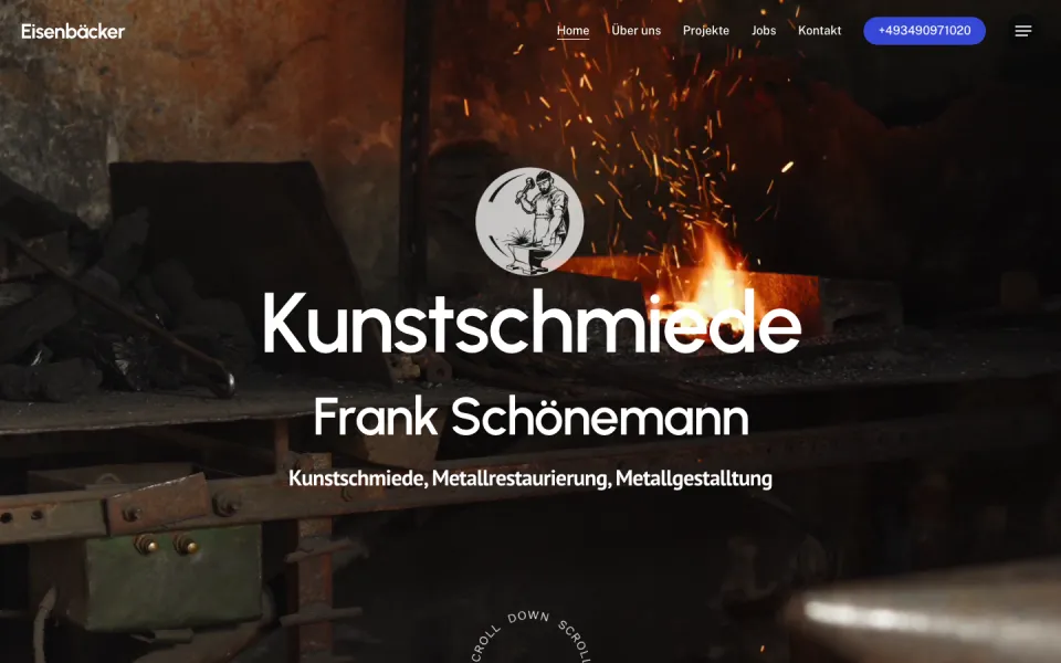 Website eisenbäcker.de, Desktop-Ansicht