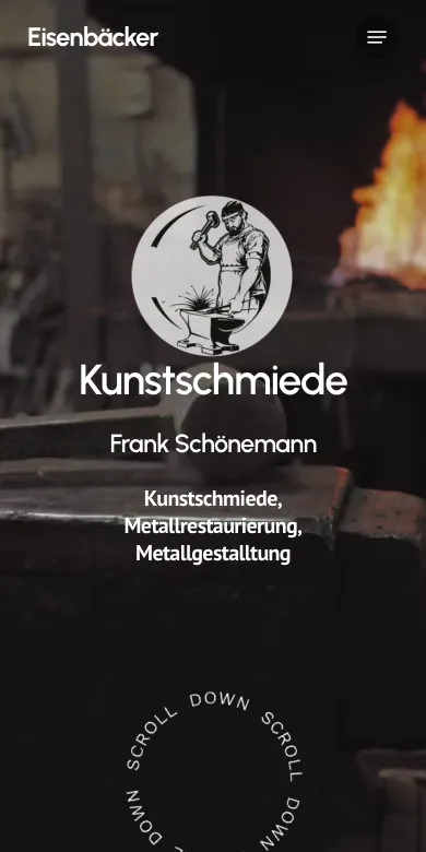 Website eisenbäcker.de, Smartphone-Ansicht