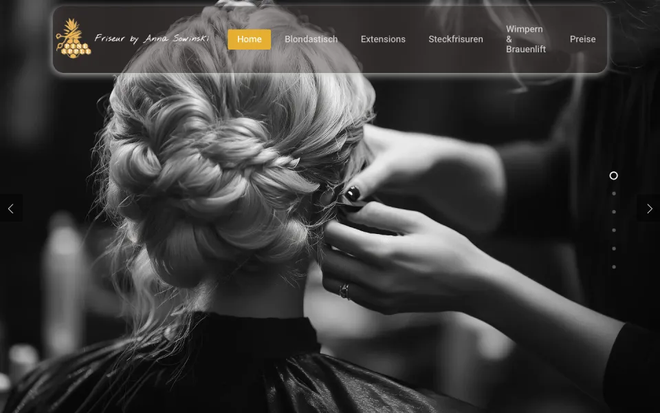 Website friseurpineapple.de, Desktop-Ansicht
