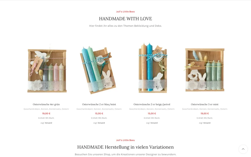 Website jlbees.de, Desktop-Ansicht