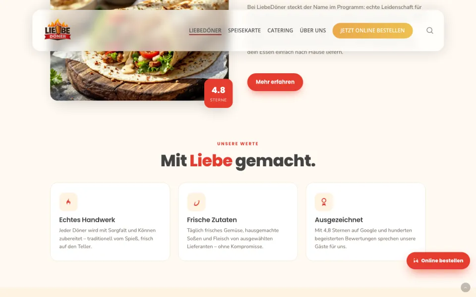Website liebedoener.de, Desktop-Ansicht