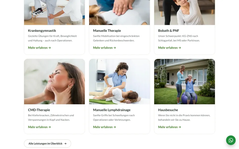Website praxis-degreef.de, Desktop-Ansicht