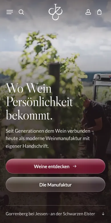 Website zwicker-wein.de, Smartphone-Ansicht